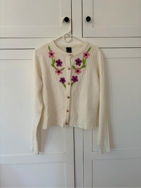 Aaeda Knit Floral Button Cardigan Size Medium